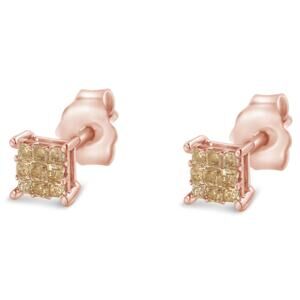 Haus of Brilliance Sterling Silver Princess Diamond Stud Earrings